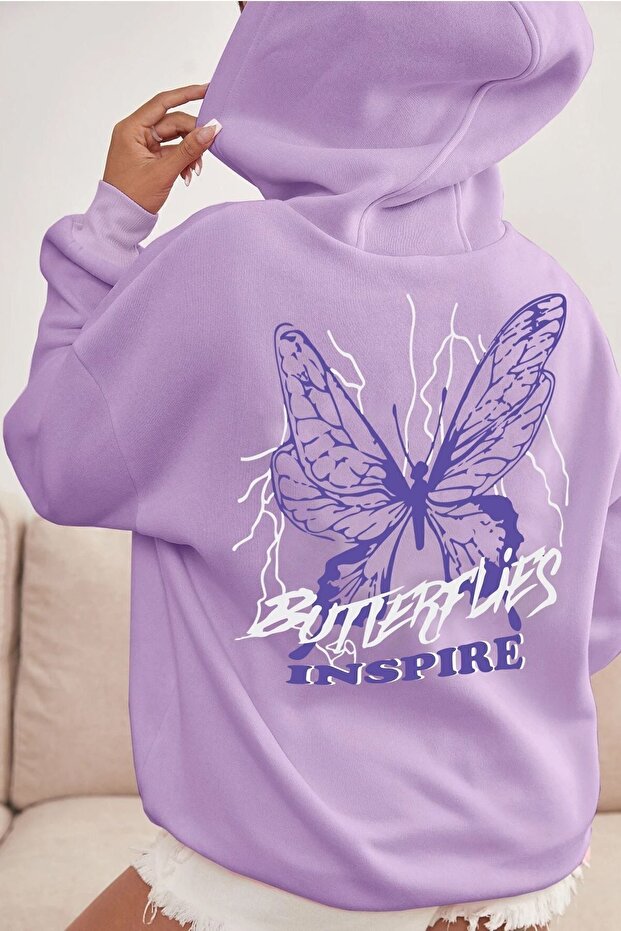 Unisex Butterfly & Letter Graphic Printed Sweatshirt