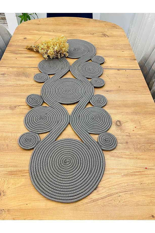 Jüt, Hasır,Sarmal Model, Dekoratif Masa Örtüsü, Runner 40x110 CM, Sehpa Örtüsü, Bohem Tarzı - 2