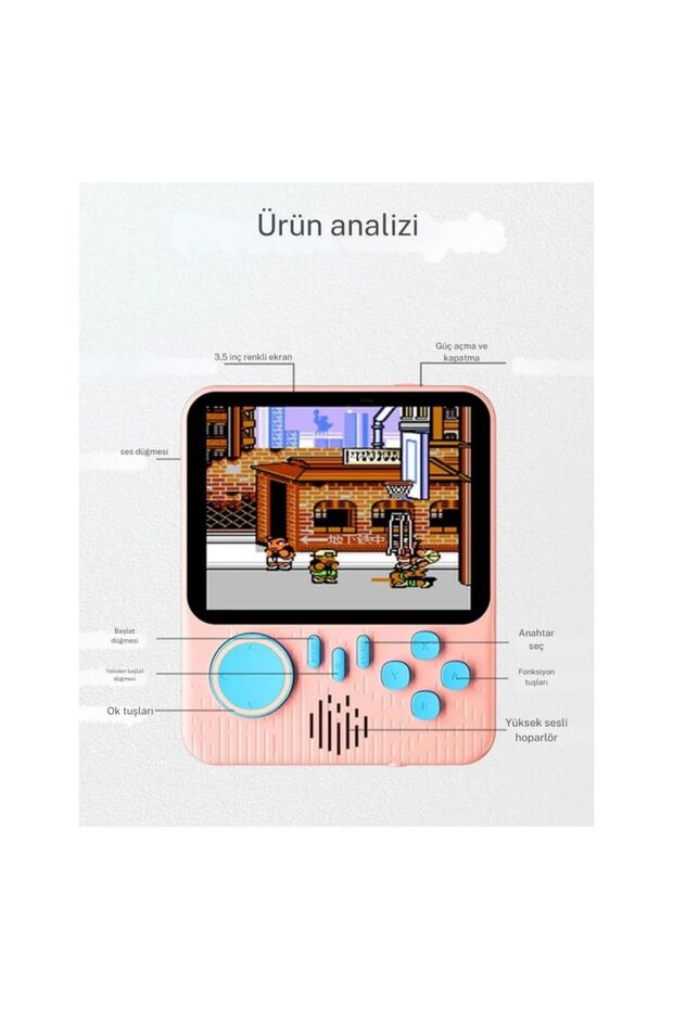 Mini Atari Taşınabilir 666 Adet Retro Oyun Konsolu 3.5 inç Ekran Çift Konsol Gameboy El Atarisi - 6