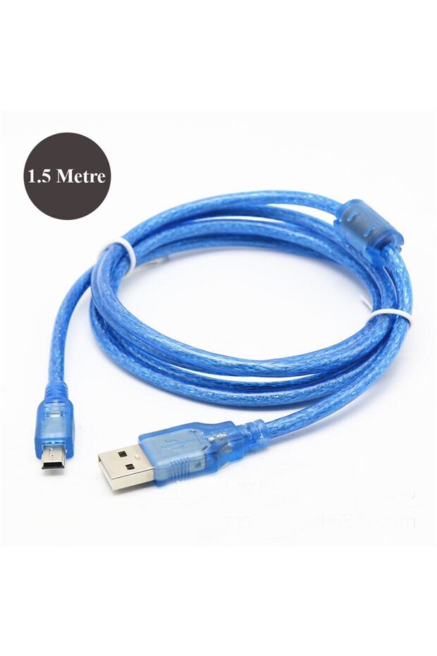 Mini Usb 5 Pin Fitreli V3 Şarj Data Kablosu - 1.5 Metre - 2