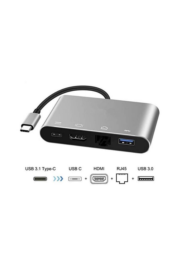 Type C To 4k Hdmi Usb 3.0 Rj45 Gigabit Ethernet Çevirici Kablo - 3