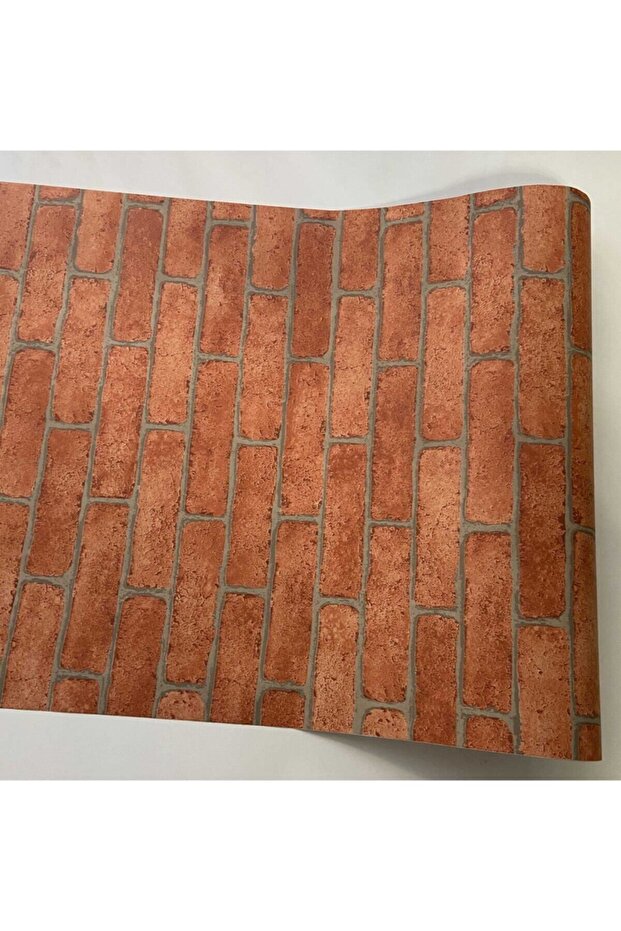 Turuncu Tuğla Duvar Desenli Kendinden Yapışkanlı Folyo Kağıt Kaplama 45 Cm X 15 Metre - 3