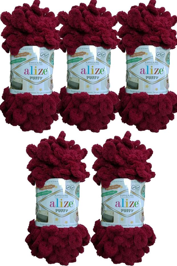 بطانية أريكة شال يدوي من Puffy 107 Claret Red X 5 قطع