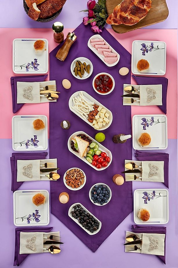 14 Parça 6 Kişilik Stackable Premium Morina Kahvaltı Takımı Seti Kahvaltılık Sunum Pasta Tabağı - 3