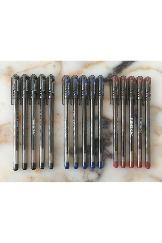 MyTech 0.7mm Ballpoint Pen 5 Blue - 5 Black - 5 Red (15 Pieces)