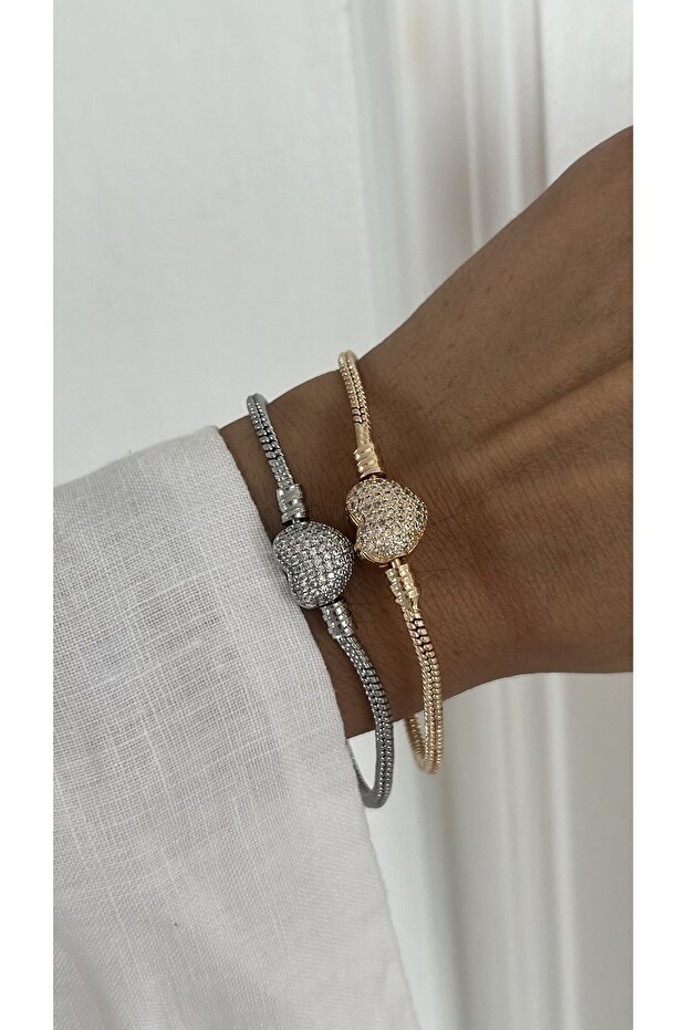 Çelik Silver Kalp Bileklik - 2