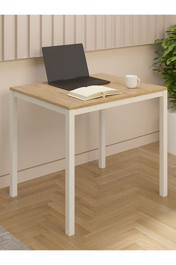 Safir Meşe Çalışma Masası, 72x88, Çalışma Masası, Metal Ayaklı Çalışma Masası, Ahşap Çalışma Masası - 4