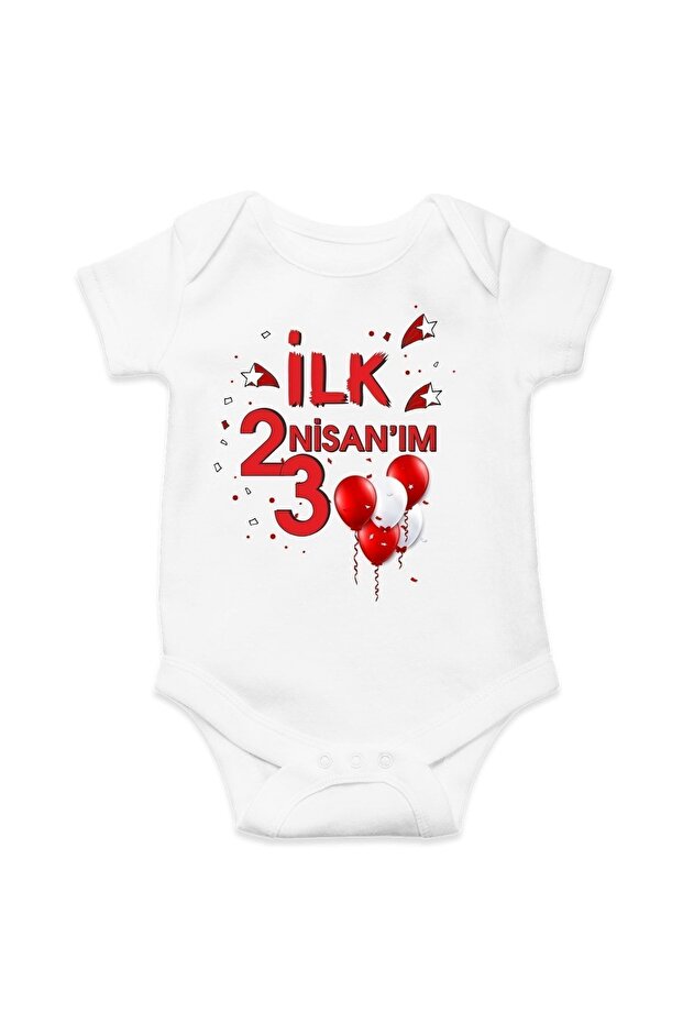 My First 23 April Red White Printed Cotton Baby Bodysuit & Bodysuit
