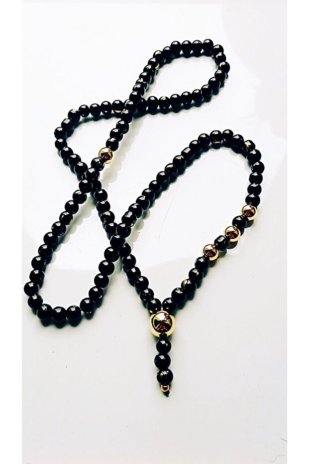 Black & Gold Design 108-Piece Mala Long Necklace
