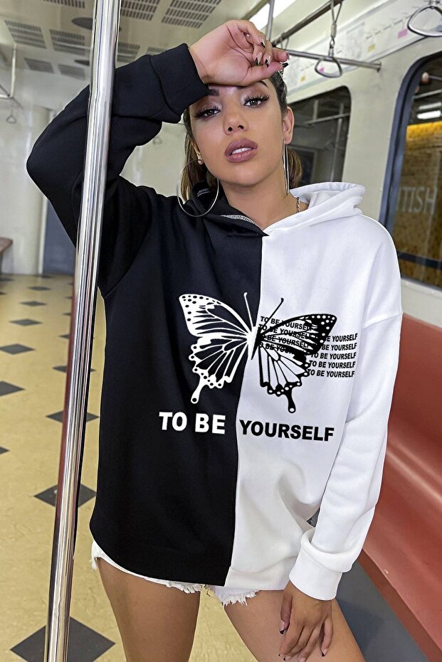 Be Yourself Printed Oversized Sweatshirt