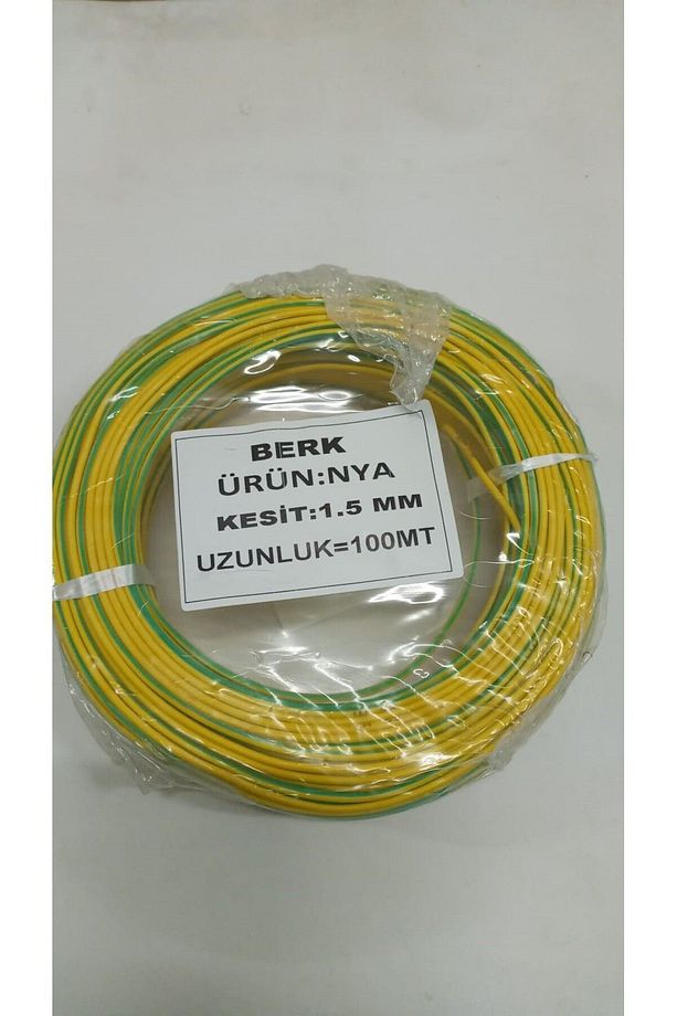 1.5 mm SARIYEŞİL Nya Kablo 100 metre  Tam Kesit Tesisat Kablosu - 1