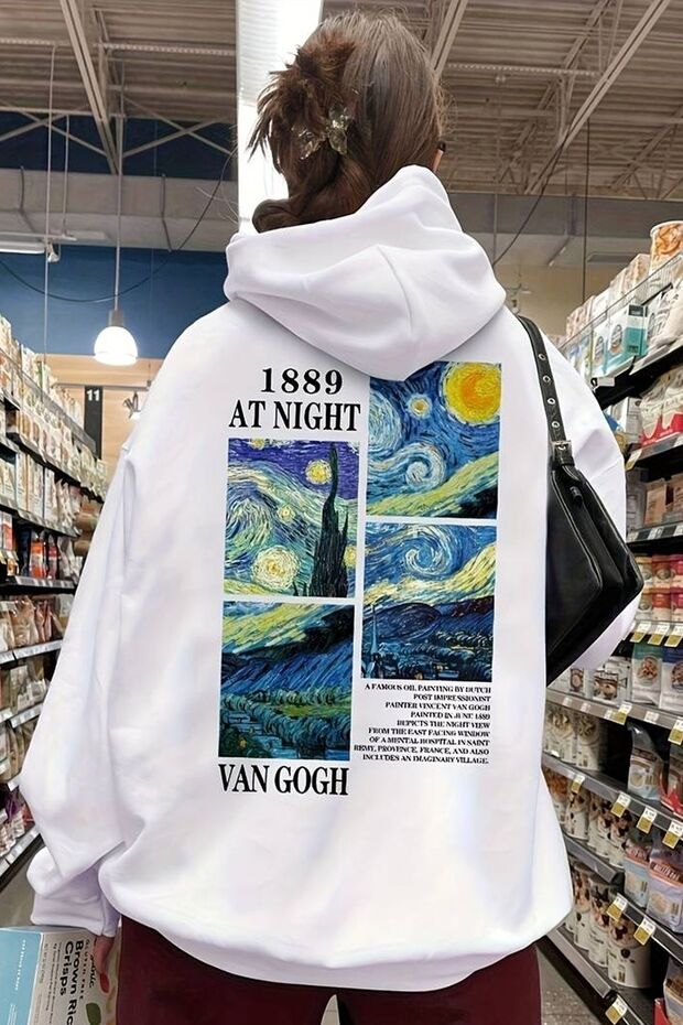 Vangogh Baskılı Oversize Sweatshirt - 1