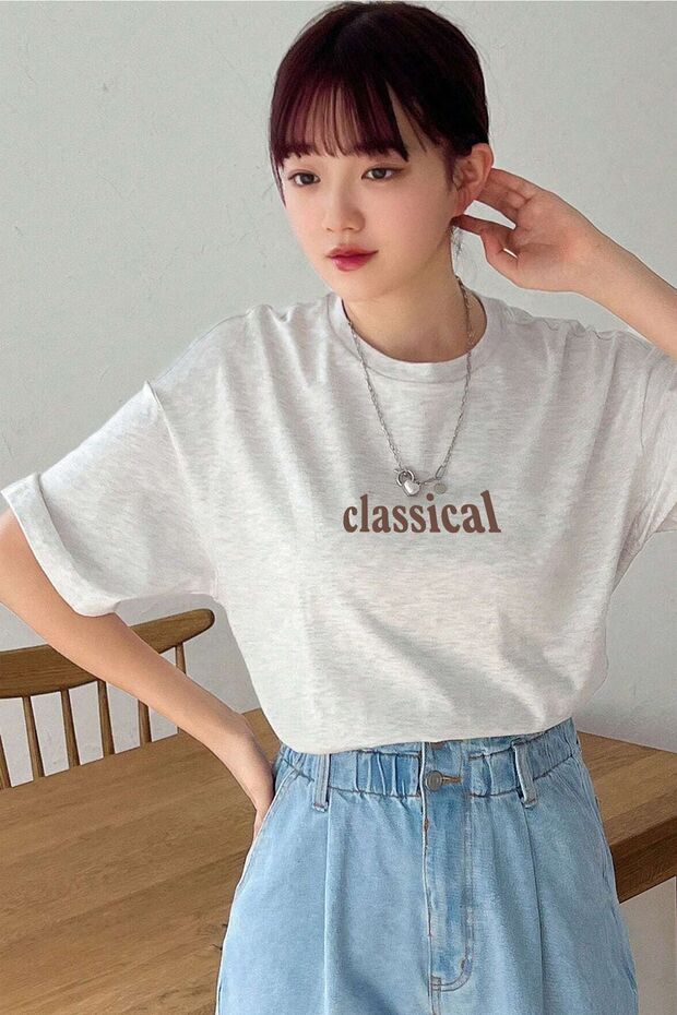 Unisex Classical Baskılı Oversize Tshirt - 1