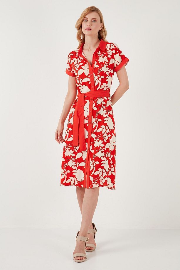 Kemerli Regular Fit Midi Gömlek Elbise  ELBİSE 66924552S4 - 6