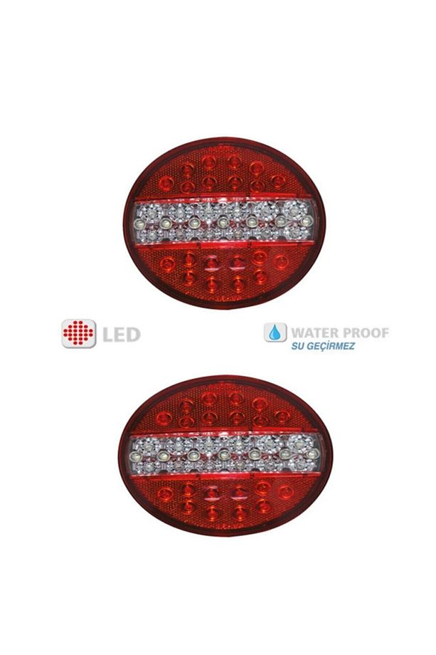 Hamburger Tip Ledli Stop Lamba 12 Volt Römork Karavan 4 Modlu 2 Adet - 1