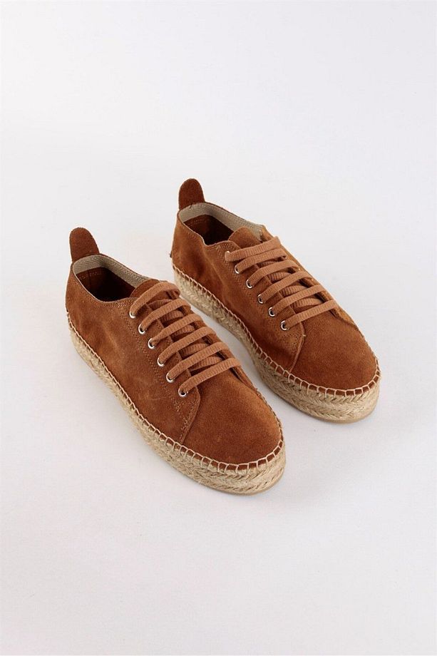 Daria Taba Hakiki Süet Bağcıklı Kadın Espadril Ayakkabı - 6