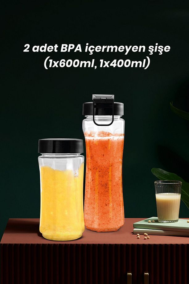 Lifemix Buz Kırabilir Inox Gold 2 Adet Bpa Free Tritan Şişeli Kişisel Personal Smoothie Blender - 5