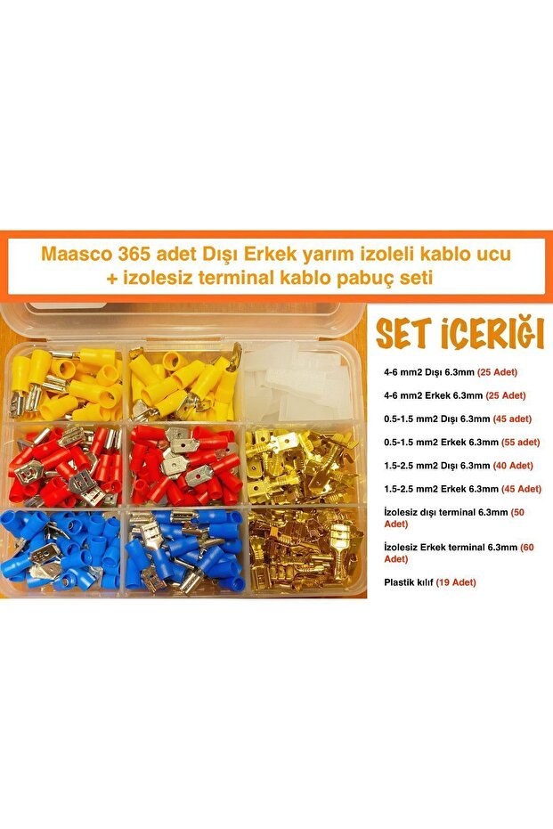 365 Adet Dışı Erkek Terminal Kablo Pabuç Seti - 2