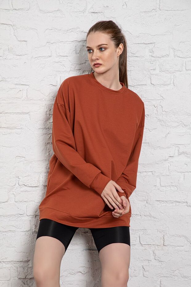 Unisex Long Sleeve Two Thread Tile Oversize Sweatshirt Irf058