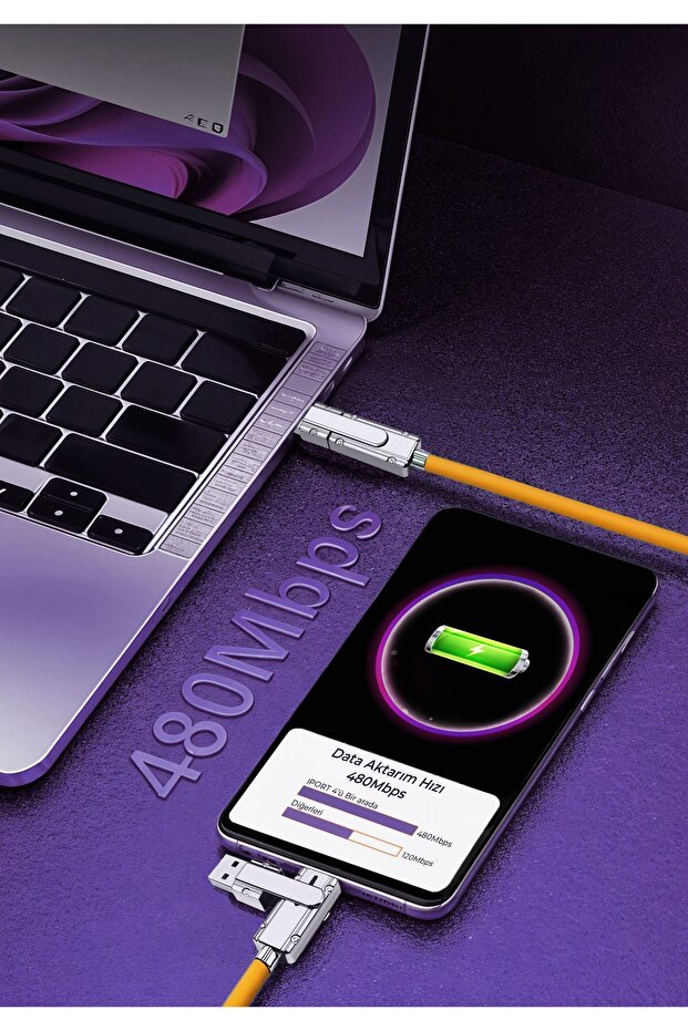 USB/TYPEC - TYPEC/LIGHTNING MODÜLER ŞARJ KABLOSU / ŞARJ ALETİ / DATA AKTARIM KABLOSU - 4