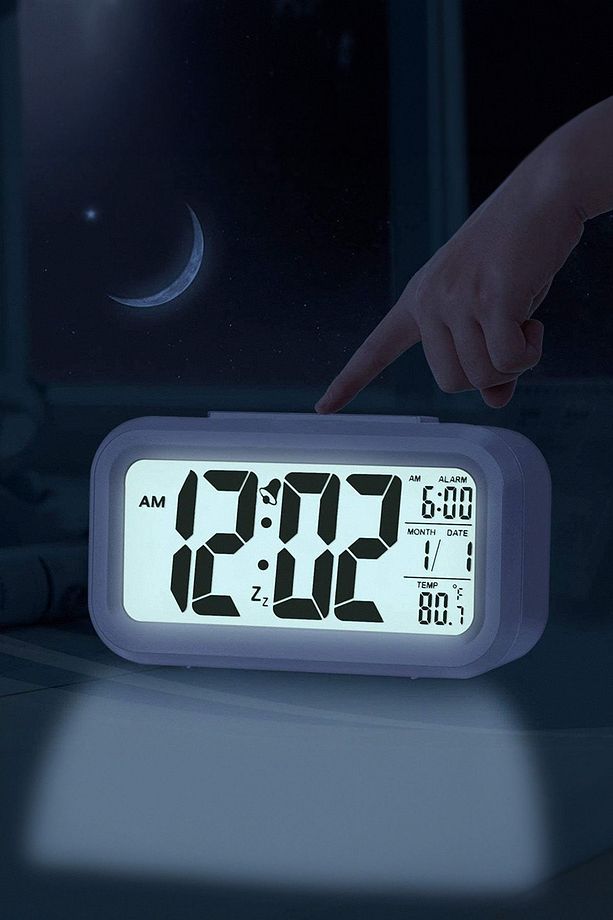 Dijital Işıklı Alarmlı Masa Saati Led Ekran Takvim Pilli Çalar Saat Yeni Tasarım - 1