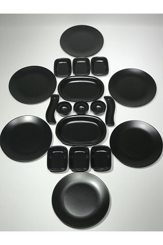 Matte Black 19 Piece Breakfast Set for 6 People