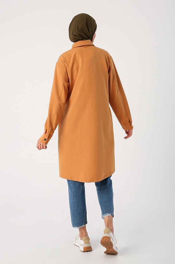 Hardal Tek Cepli Çıtçıtlı Gömlek Tunik - 4