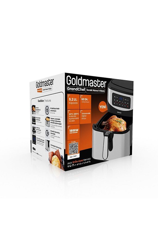 Grandchef 9.2 Litre Dokunmatik Airfryer Yağsız Sıcak Hava Fritözü - 8
