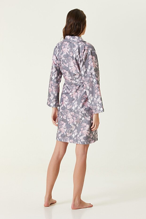 Şakura Baskılı Kadın Bornoz - 5