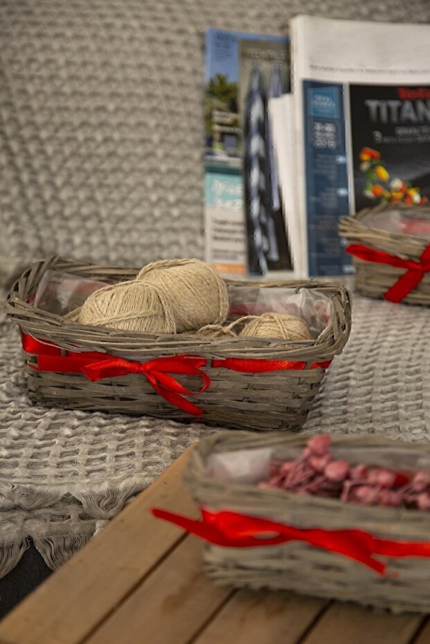Gray Wicker Basket - Set of 3