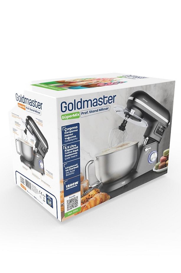 Süpermix Dokunmatik 1500Watt 5.5 Litre Çırpma Karıştırma Yoğurma Antrasit Stand Mikser Mutfak Şefi - 9