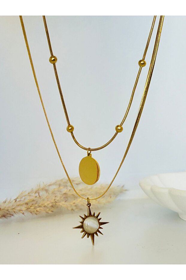 Ay ve güneş Çelik kolye - 1