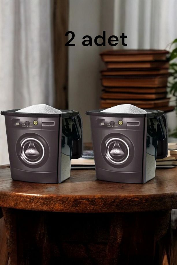 12 Litre Dekoratif Deterjanlık Deterjan Kutusu saklama Kabı deterjanlık 2 li 6+6 - 1