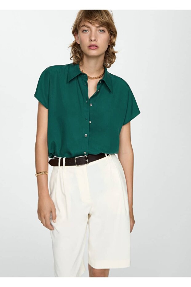 Kısa kollu lyocell gömlek - 1