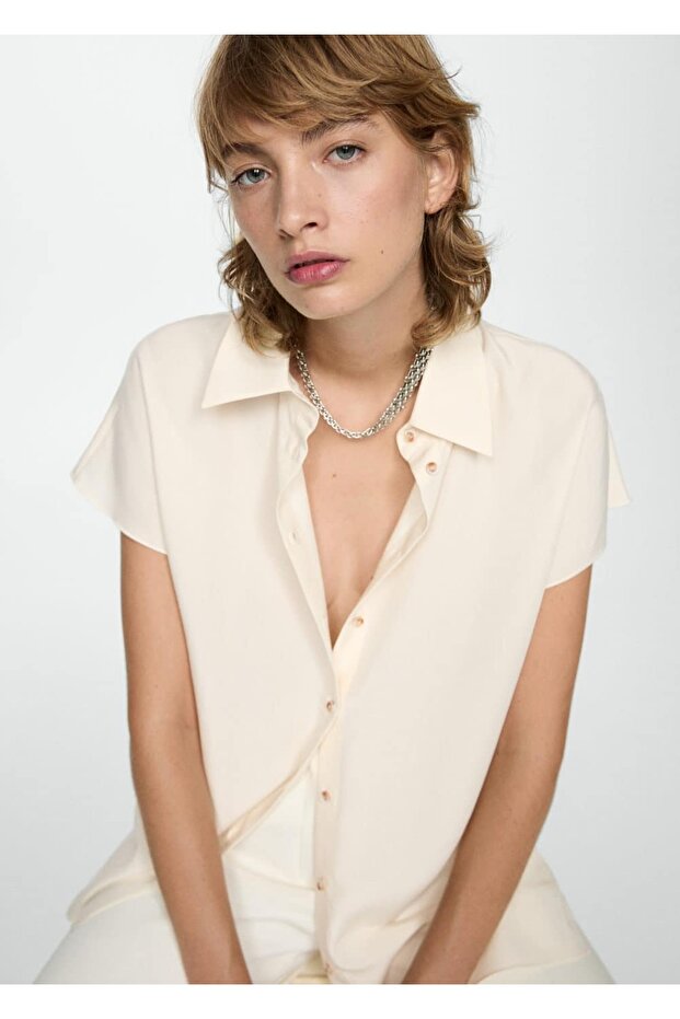 Kısa kollu lyocell gömlek - 1