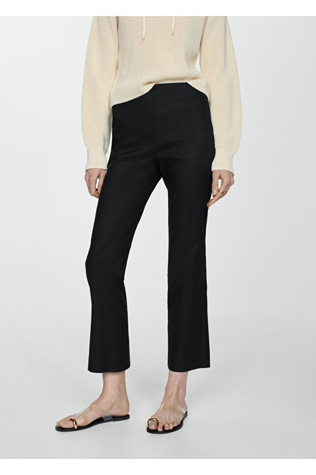 Flare keten pantolon - 1