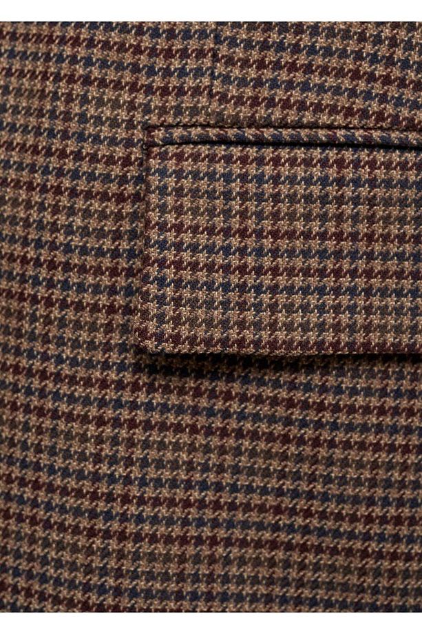 Kazayağı Desenli Kareli Blazer Ceket - 6