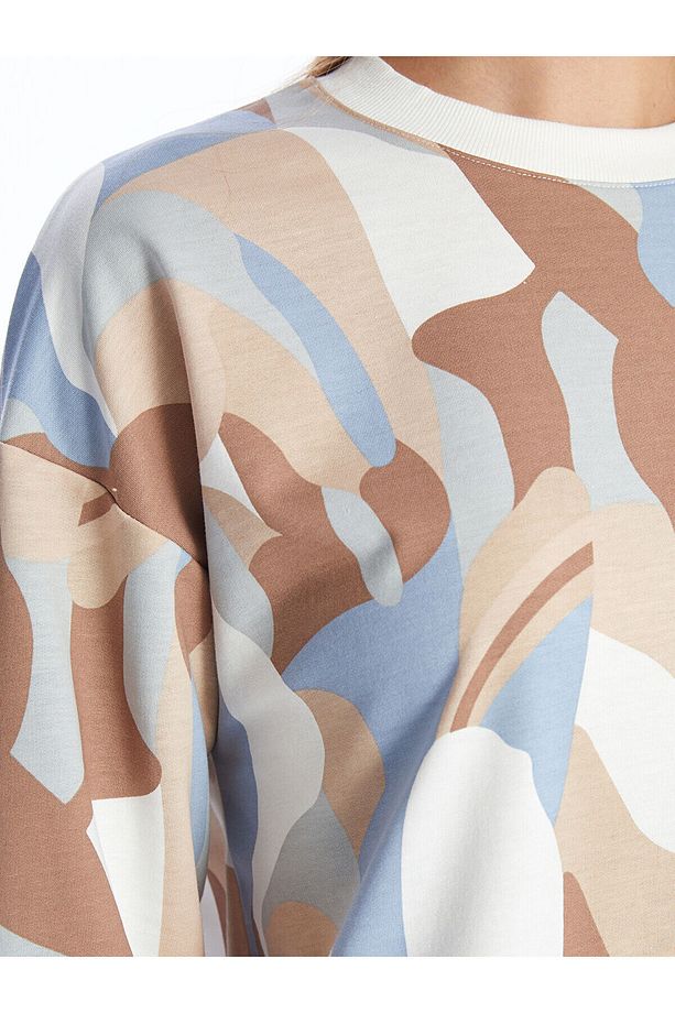 Lcwk Bisiklet Yaka Desenli Kadın Sweatshirt Tunik - 3