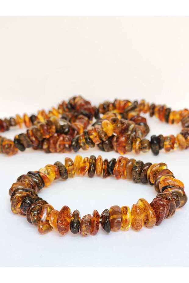 Damla Amber Fossil Grains Unisex Bracelet 20 cm Certified