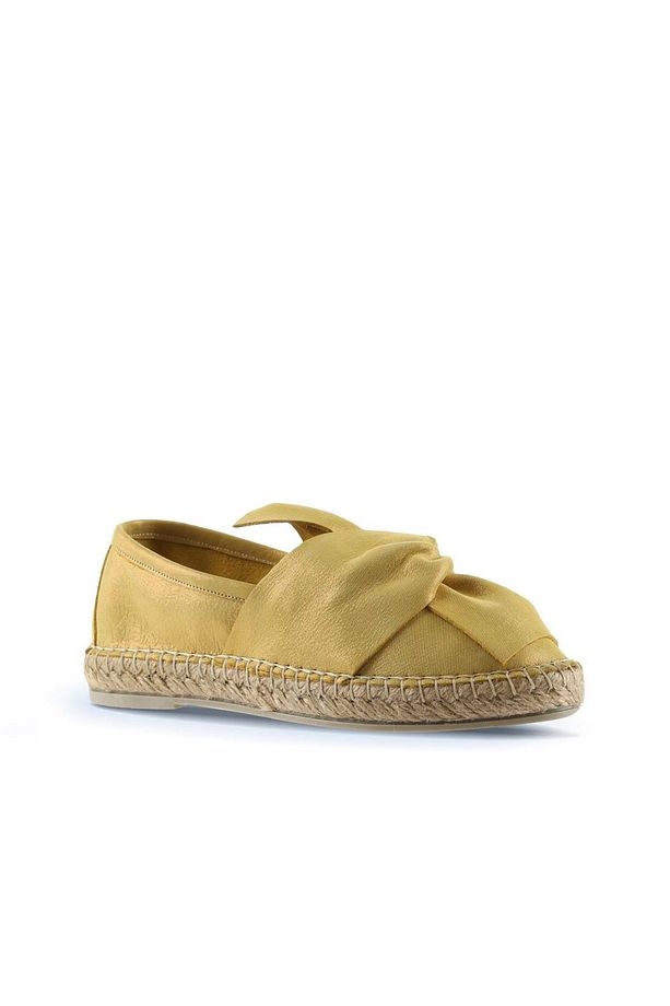 Sarı Simli Deri Kadın Espadril Ayakkabı 01wn3100 - 3