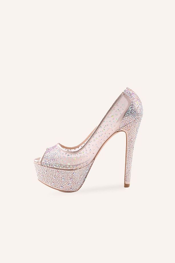 Ekru Cinderella Yüksek Platform Topuklu Ayakkabı - 3