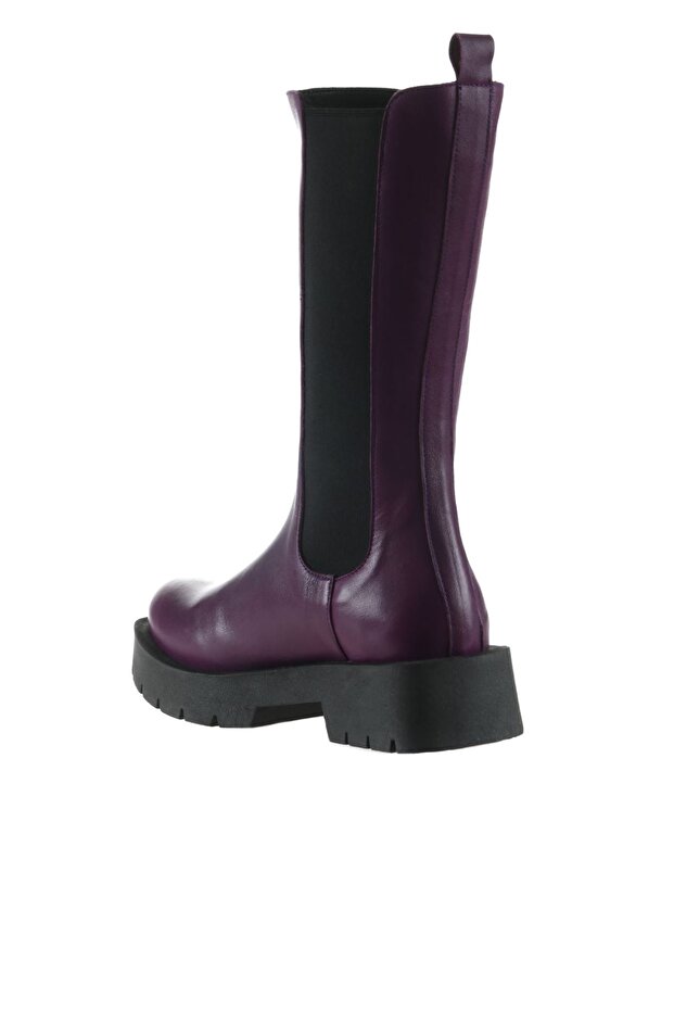 Mor Deri Kadın Düz Bot 01wt2517 - 4