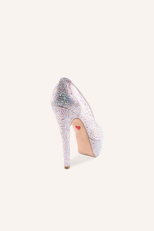 Gümüş Cinderella Yüksek Platform Topuklu Ayakkabı - 4
