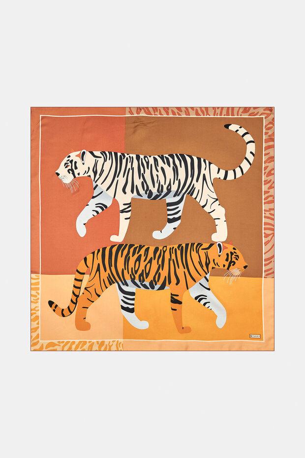 KAPLAN FİGÜRLÜ İPEK EŞARP - 1