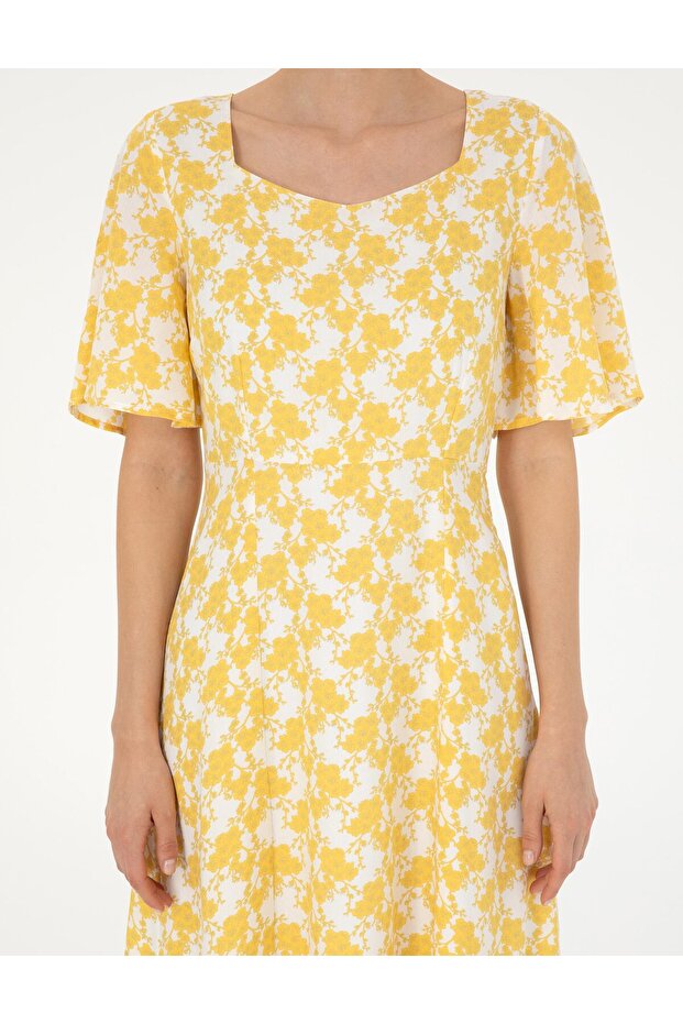 Sarı A Kesim Dokuma Elbise 50283663-VR044 - 5