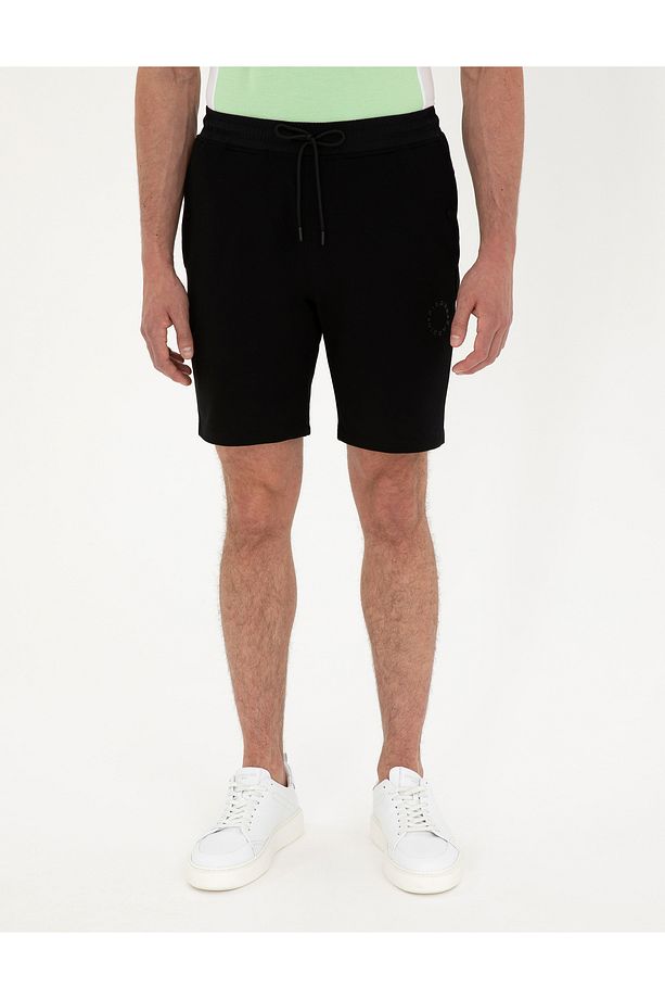 Siyah Regular Fit Örme Şort 50284172-VR046 - 2