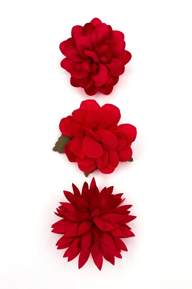 Collet Buckle Set of 3 - Red Flowers