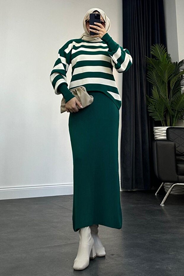 Buse Triko Elbise Zümrüt - 1