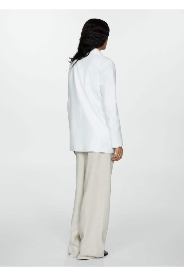 Düz keten blazer ceket - 4