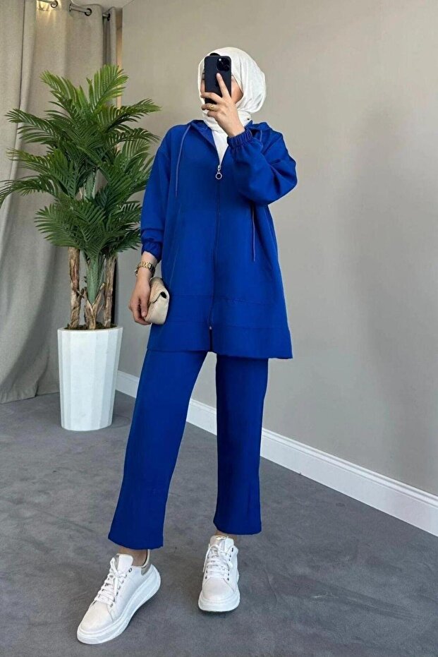Zippered Sports Set Cobalt Blue